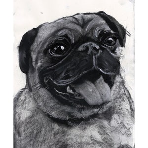 Pug Art Print Ritratto a carboncino Cute Dog Puppy Pet Pug Owner Poster artistico Dog Lover Memorial Idea regalo di Oscar Jetson