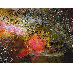 Abstract Rainbow Trout Art Print: Signed Fly Fishing Wall Decor