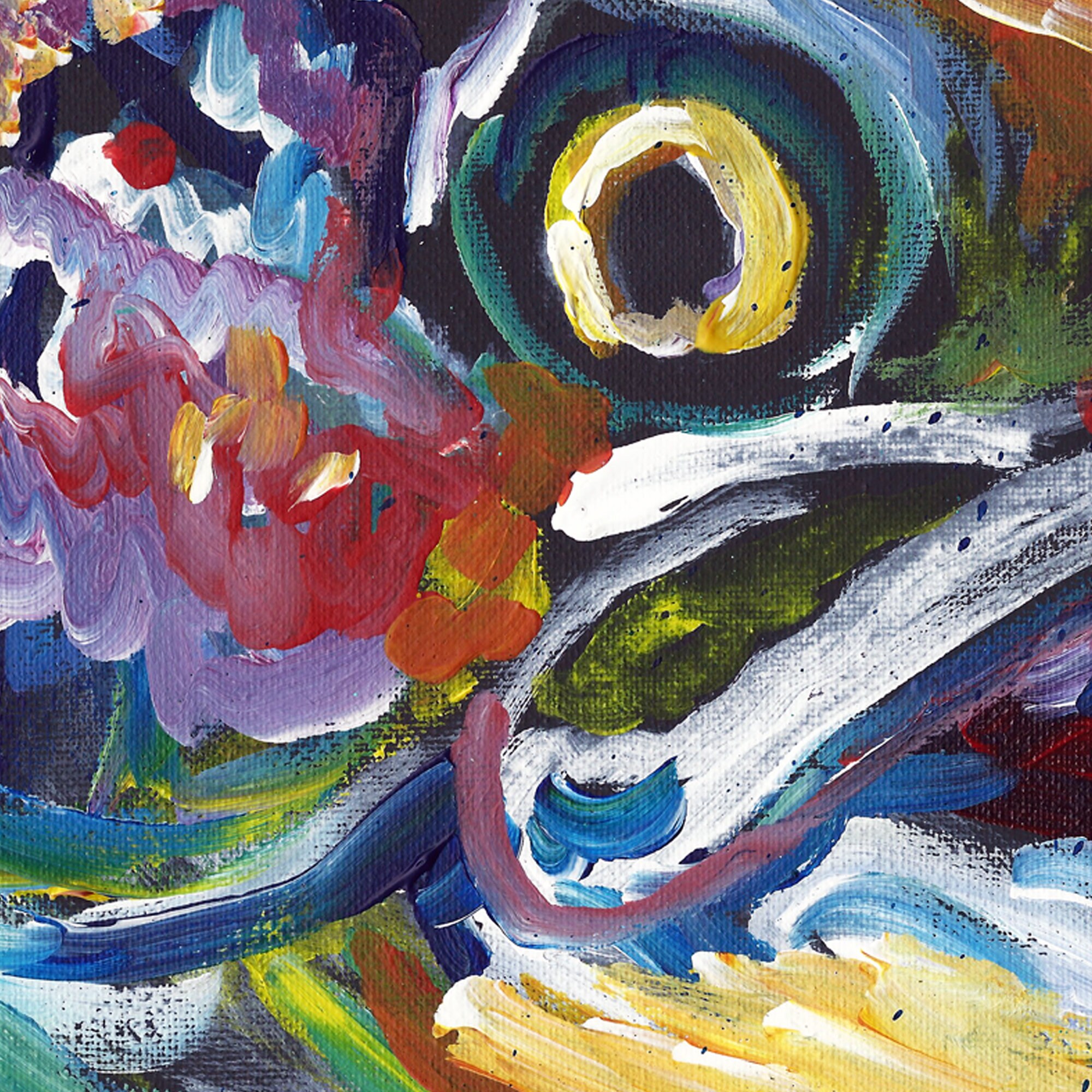 Salmon Wall Art Print Abstract Fish Painting Print on Black Etsy