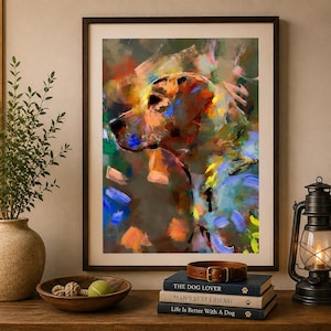 Fox Red Labrador Wall Art Print – Hand Signed Abstract Labrador Painting by Oscar Jetson image 1