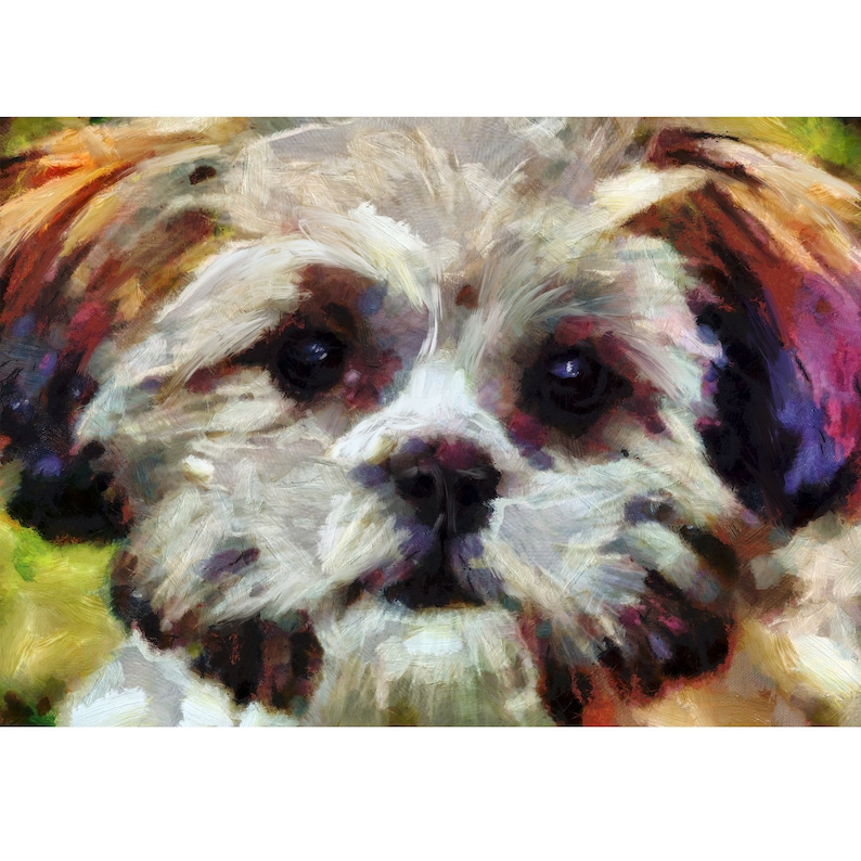 Shih Tzu Painting Painting Colourful Dog Owner Wall Art Print, Dog Memorial, Shitzu Mum Picture Gift Choice of Size Signed by Oscar Jetson image 1