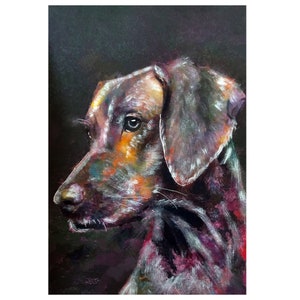 Ungarischer Vizsla Kunstdruck: Bunter Hundeportrait, signiert