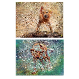 Fox Red Labrador Art Prints - Splashing Lab Dog Wall Decor, Labrador Memorial Gift, Hand Signed by Oscar Jetson