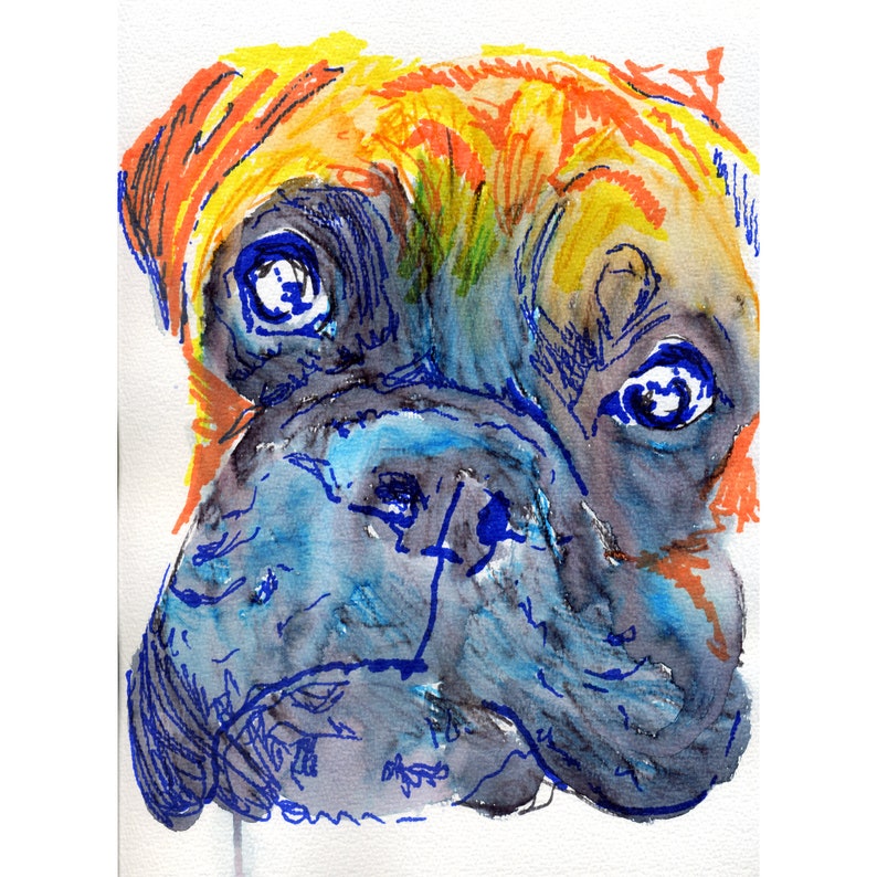 Boxer Dog Colourful Quirky Funny Boxer Dog Wall Art Dog Etsy