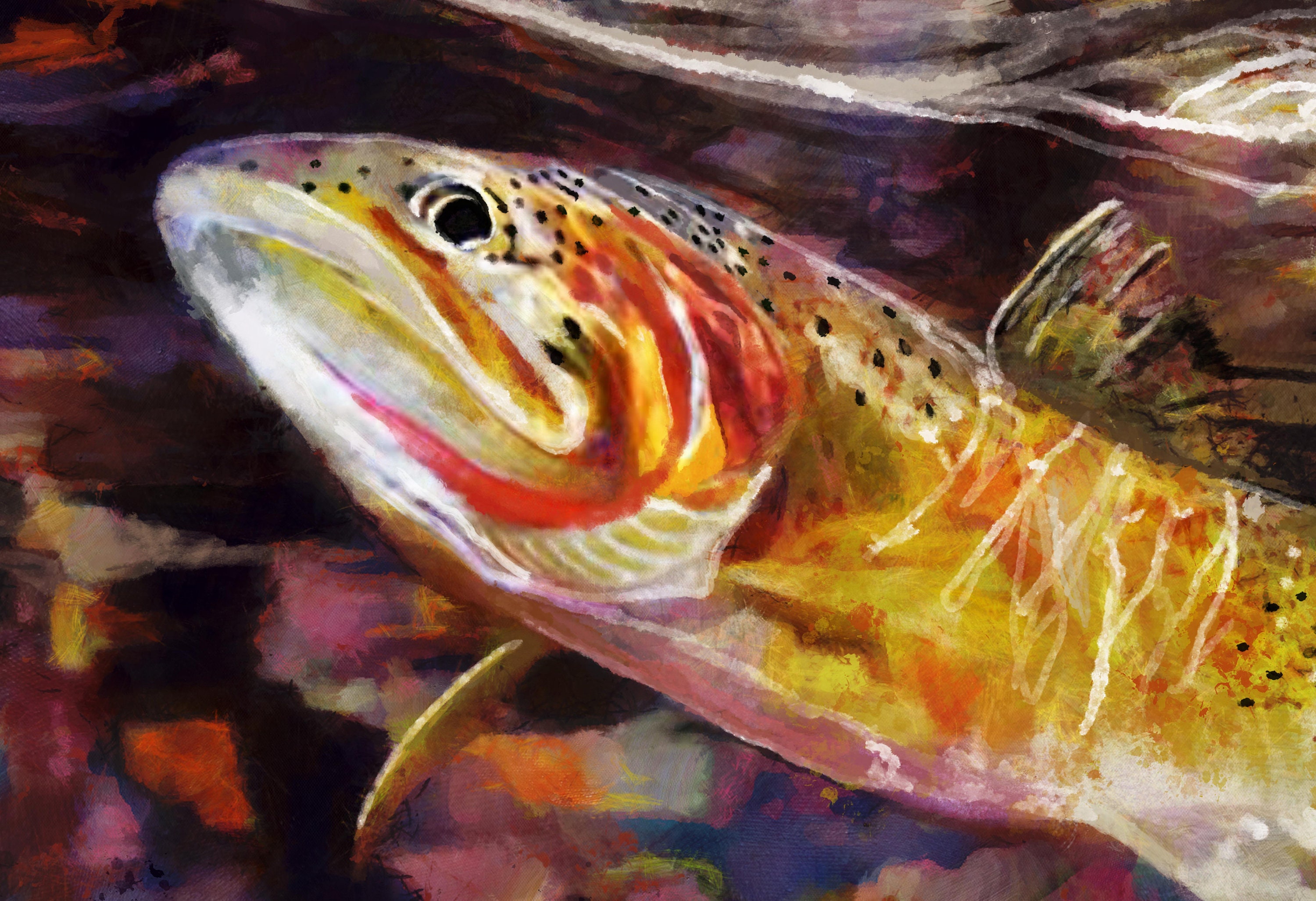 Four Wild Trout Abstract Art Prints Fly Fishing Gift fly Etsy UK