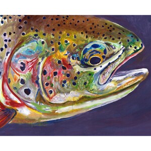 Trout Fishing Art Print: Colorful Fly Fisherman Painting, Signed Wall Art