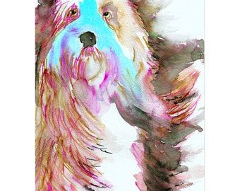 Old English Sheepdog Painting Print Colourful Sheep Dog Wall Art, Dog Memorial, Dog Mum Picture Gift Choice of Size Signed by Oscar Jetson