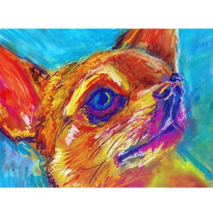Chihuahua Dog Painting Wall Art Print Colourful Dog Lover Gift, Choice of size 8x10, A4 A3 12x16 Wall Art Décor Hand-Signed by Oscar Jetson.