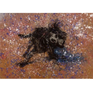 English Working Cocker Spaniel Abstract Shaky Spaniel  Print Black Cocker Art, Dog Memorial, Spaniel Mum Picture Gift Choice of Size Signed