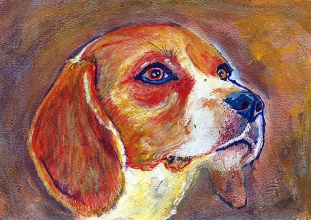 Beagle Painting Print, Beagle Dog Art, Colorful Beagle, Watercolor