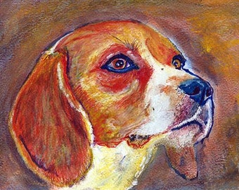 Beagle Painting Print, Beagle dog art, Colorful Beagle, watercolor, tricolor beagle , beagle dog portrait, gift for beagle owner