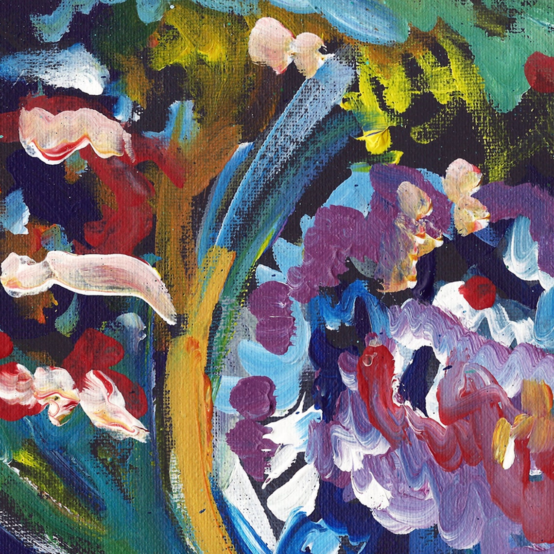 Salmon Wall Art Print Abstract Fish Painting Print on Black Etsy