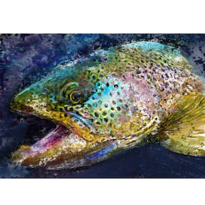 Trout Fishing Art Print: Signed Watercolor Fish Painting