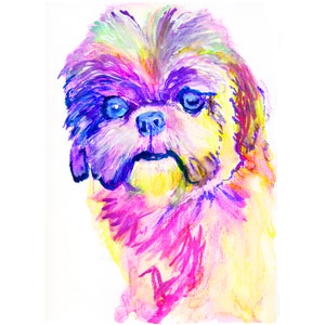 Shih Tzu Wall Art Pittura Ritratto Colorato Cane Cucciolo Pet Shihtzu Proprietario Artistico Poster Dog Lover Memorial Gift Idea firmato Oscar Jetson