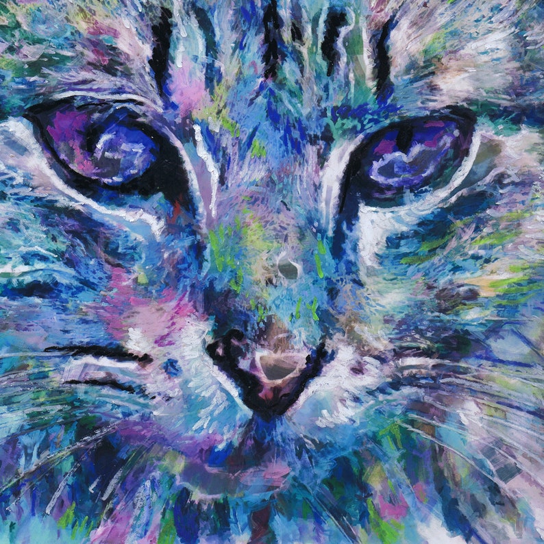 Abstract Cat Art Print Modern Tabby Tom Cat Owner Gift Etsy