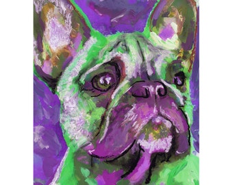 French Bulldog Art Print, Colourful Frenchie Picture, French Bull Dog Memorial,Abstract Dog Picture Gift Choice of Sizes Signed Oscar Jetson