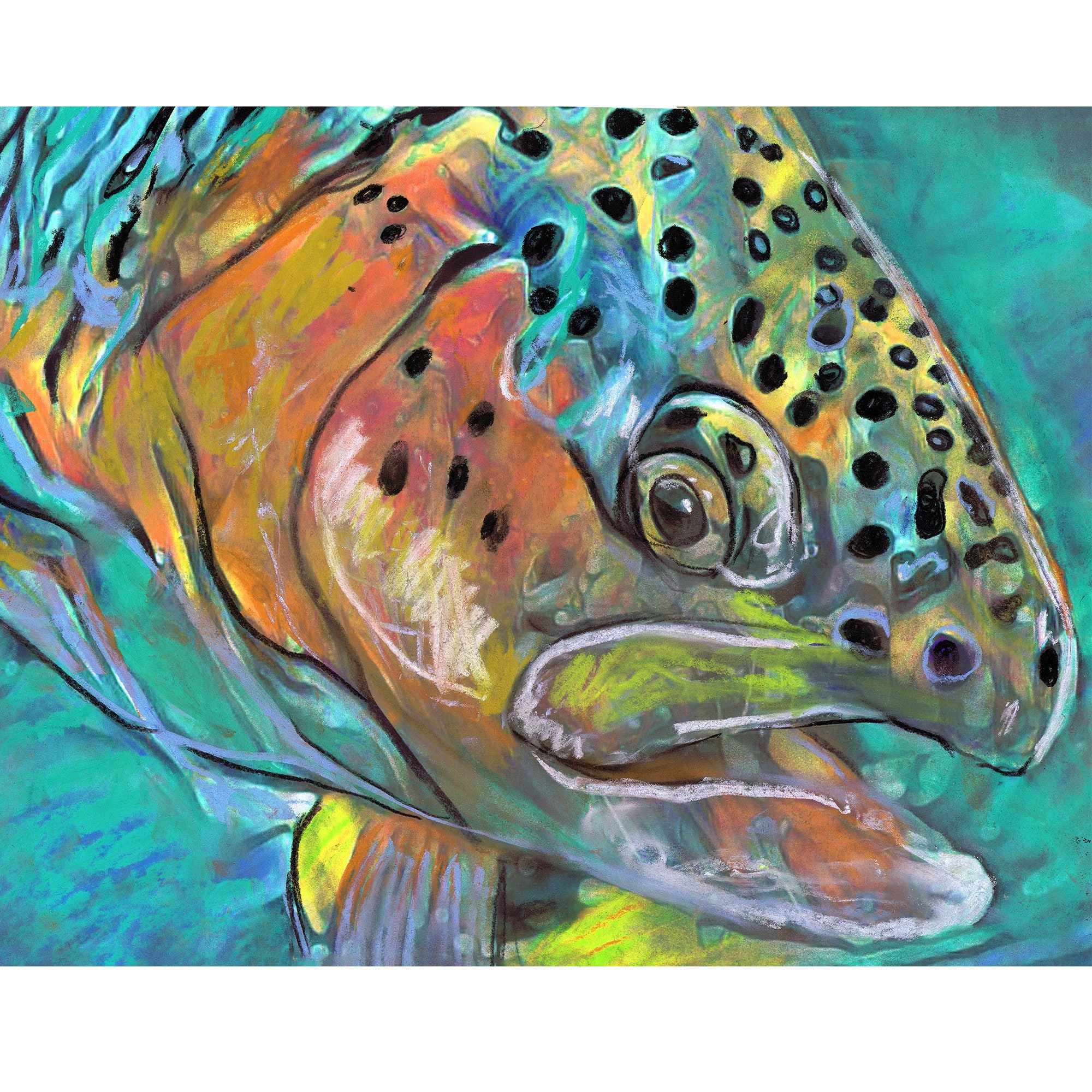 Four Rainbow Trout Abstract Art Prints Fly Fishing Gift Fly Etsy