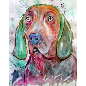 Weimaraner Dog Owner Gift, Abstract Painting Puppy Art Print Signed by Artist A4 A3 11x14 Dog Memorial, Colourful Weimaraner by Oscar Jetson