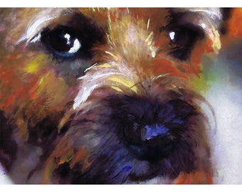 Border Terrier Painting – Expressive Dog Wall Art, Hand Signed by Oscar Jetson