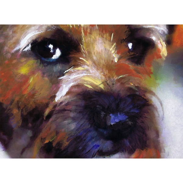 Border Terrier Peinture Wall Art Print Abstract Dog Lover Gift for Her Him, Choix de la taille 8x10, A4 A3 Wall Art Decor Signé par Oscar Jetson