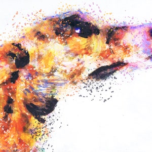 Greyhound Painting Print Colourful Lurcher Dog Wall Art, Dog Memorial, Dog Mum Picture Gift Choice of Size Signed