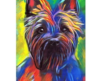 Cairn Terrier Painting Print Colourful Cairn Terrier Dog Wall Art, Dog Memorial, Cairn Mum Picture Gift Choice of Size Signed