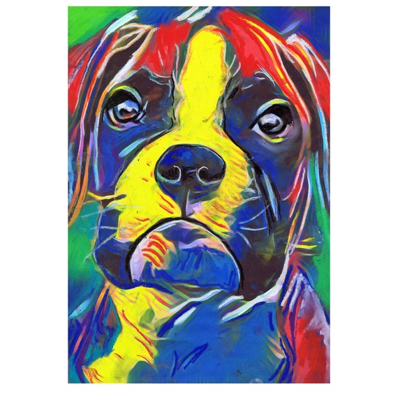 Boxer Puppy Art Print – Colourful Abstract Dog Portrait