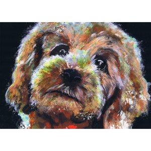 Cockapoo Puppy Dog Owner Gift, Abstract Painting Puppy Art Print Signed by Artist A4 A3 11x14 Dog Memorial, Golden Cockapoo by Oscar Jetson