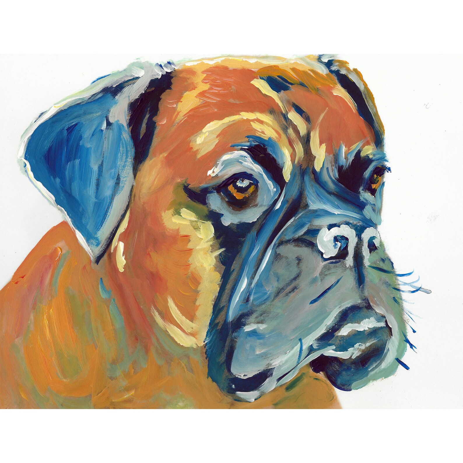 Boxer Dog Abstract Painting Print Colourful Boxer Dog Wall Etsy