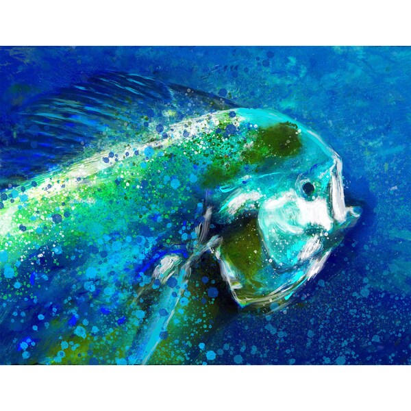 Mahi Mahi Modern Art Print, Dolphinfish Fishing Wall Art Print, regalo de decoración de pesca firmado a mano por Jack Tarpon, elección de tamaños 11x14 12x16