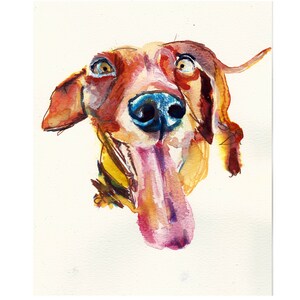 Dachshund Painting Print Colourful Abstract Brown Sausage Dog Wall Art, Dog Memorial, Doxie Mum Picture Gift Choice of Size Signed 8x10 a4
