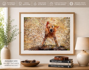 Fox Red Lab Print – Abstract Dog Art, Hand Signed by Oscar Jetson