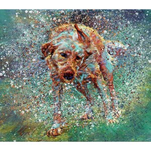 Fox Red Labrador Wall Art Print – Hand Signed Colourful Labrador Painting by Oscar Jetson image 10