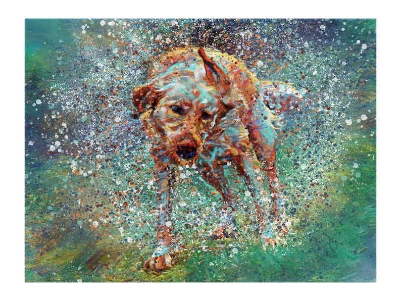 Fox Red Labrador Wall Art Print – Hand Signed Colourful Labrador Painting by Oscar Jetson image 10