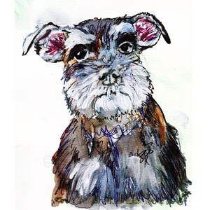 Schnauzer Puppy Wall Art Print Ritratto Cute Dog Puppy Pet Schnauzer Proprietario Artistico Poster Dog Lover Memorial Gift Idea di Oscar Jetson