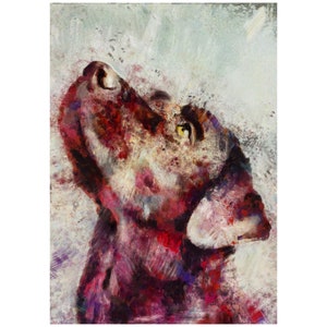 Chocolate Labrador Art Print – Expressive Lab Wall Art, Rustic Dog Painting, Country House Decor