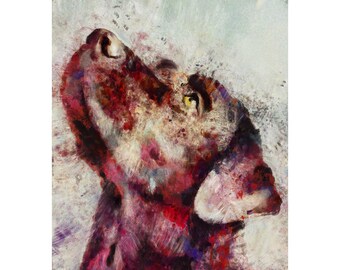 Chocolate Labrador Art Print – Expressive Lab Wall Art, Rustic Dog Painting, Country House Decor