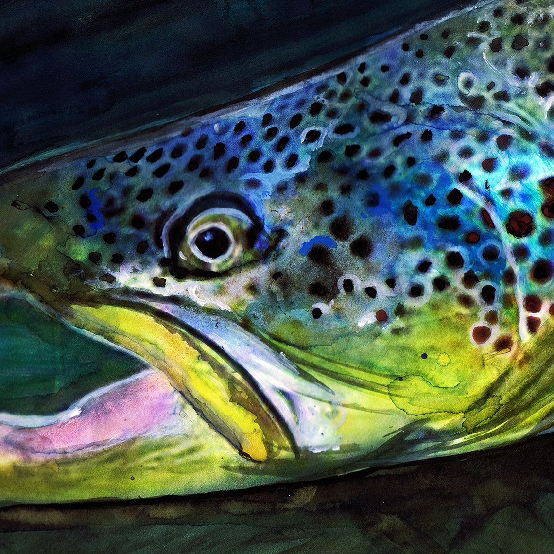 Brown Trout Abstract Art Print Fly Fisherman Gift Fly Etsy