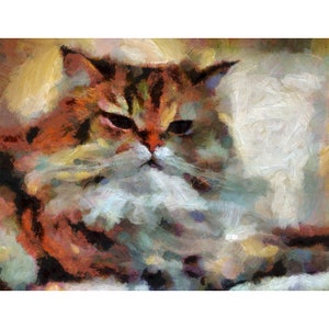 Cute Cat Owner Gift, Abstract Painting Wall Art Print Signed by Artist A4 A3 11x14