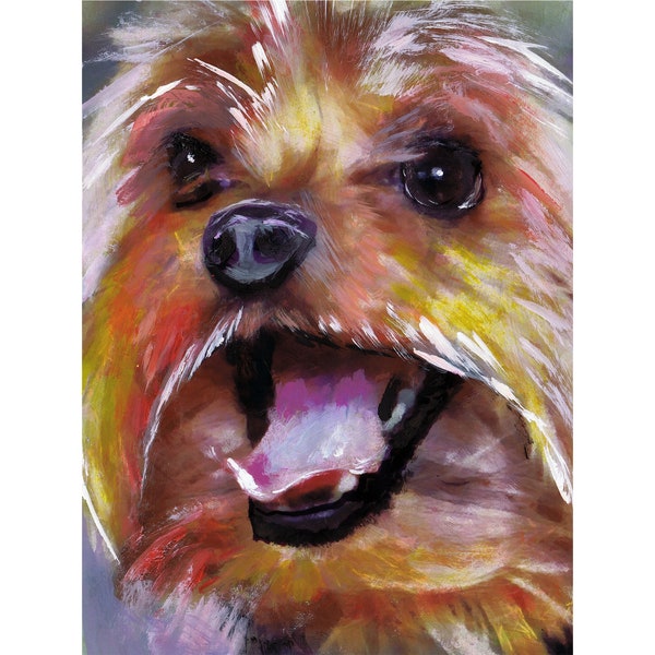 Yorkshire Terrier Peinture Art Print Dog Owner Gift, Yorkie Dog Memorial Puppy Artwork Signé par l'artiste A4 A3 11x14, 8x10 par Oscar Jetson