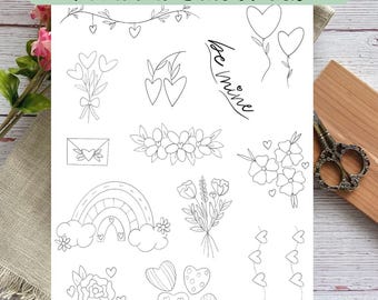 Valentinstag Blumen | Print & Stitch Stickpackung