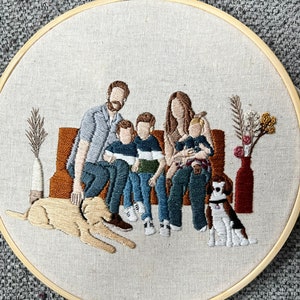 Custom Embroidered Portrait  | Family Portrait | Friends Portrait | Anniversary Gift