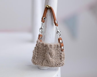 Handmade Crochet wool Bag for Maileg Mouse, Miniature Doll Accessory 1:12