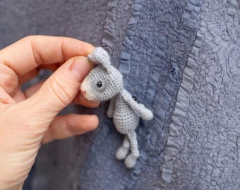 Miniature rabbit brooch, animals funny pin, rabbit lover gift, wool felted pin brooch, bag accessories, gift for girls, handmade bunny pin