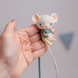 Mouse bookmark 3D felted animal mice cool book accessory from lovely felted mouse toy bookmark Woodland image 8