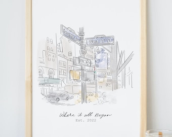 Custom Minimalist Portrait From Photo, Where It All Began Illustration, Anniversary Gift