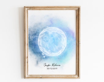Custom Embryo Watercolor IVF Painting, Personalised Gender Reveal Print, Fertility Art, Custom Sonogram Drawing, Ultrasound Fetal, 1st Baby