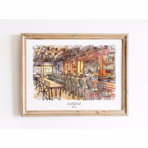 Aangepast portret eerste date, waar het allemaal begon, waar we elkaar ontmoetten, locatie van onze eerste date, aquarel van foto, jubileumcadeau