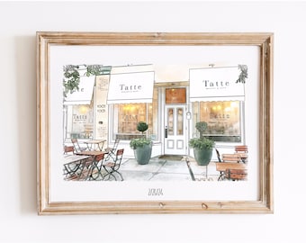 Custom Storefront Portrait From Photo, Restaurant & Bar Illustration, Watercolor Business Building Painting, Business Owner Gift
