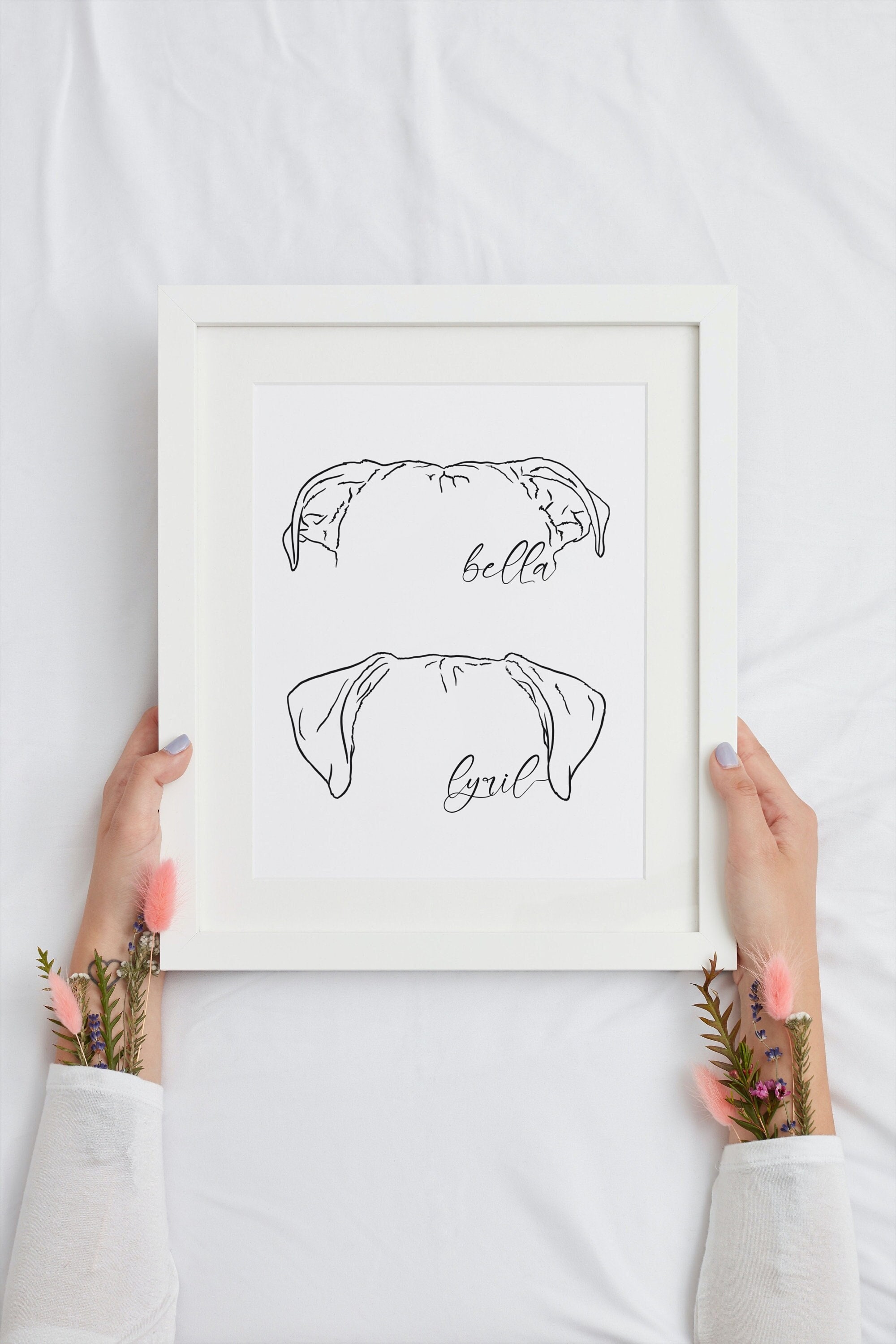 Pet Ears Custom Line Drawing, Dog Ear Outline, Dog Portrait From Photo, Tattoo Commission, Custom Tattoo Design, Minimalist Illustration